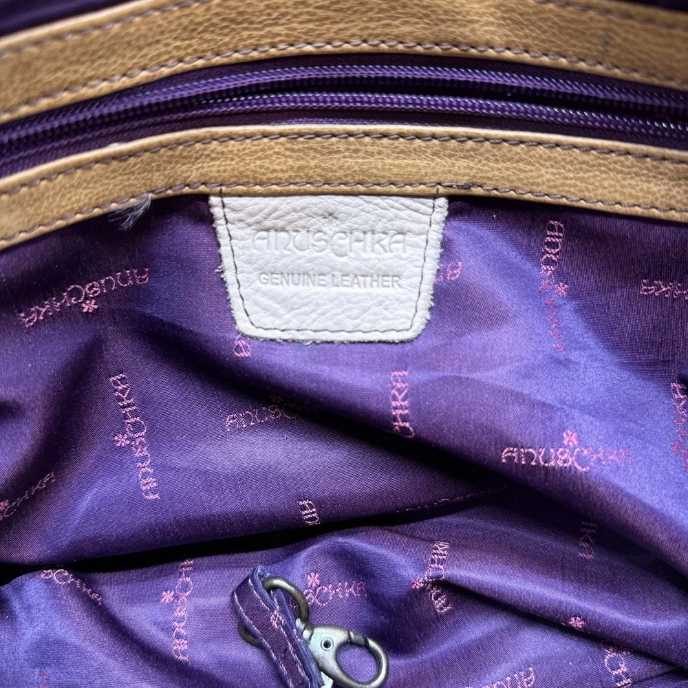 Anuschka Peacock Pattern Large Leather Satchel Hand Painted Zip Crossbody